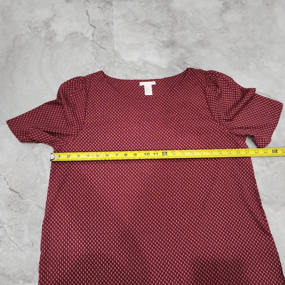 EUC H&M Dark red blouse with leaf print design Size 14 - Picture 6 of 8